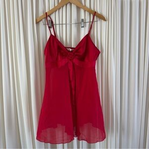Vintage Y2K Victoria's Secret Red‎ Satin/Sheer Babydoll Slip Dress Top Fairycore
